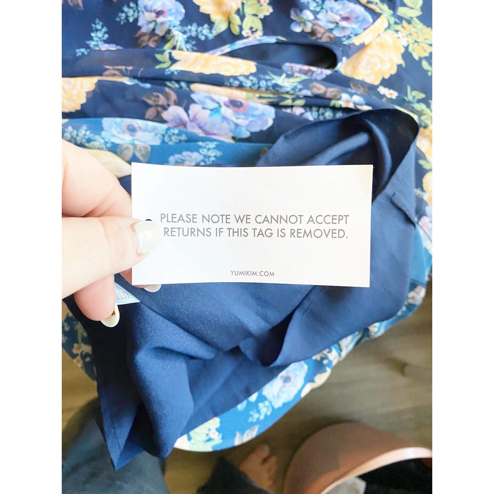 NWOT Yumi Kim Navy and Yellow Floral Maxi Woodstock Dress - Picture 6 of 6